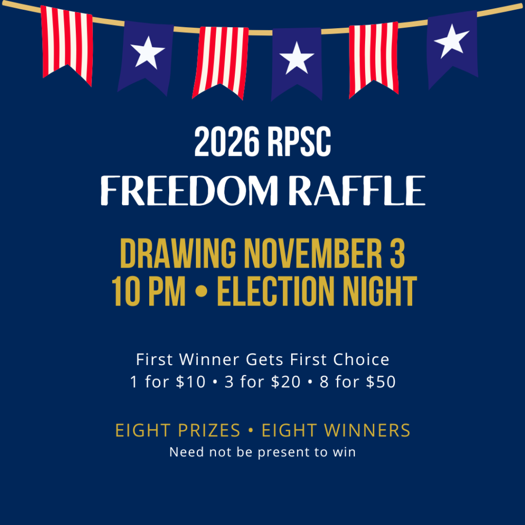 2026 RPSC Freedom Raffle. Eight winners, eight prizes. Drawing November 3.